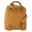 GUCCI Bamboo Backpack Leather Beige Gold Tone Auth 192827A-3
