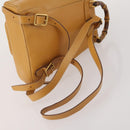 GUCCI Bamboo Backpack Leather Beige Gold Tone Auth 192827A-9
