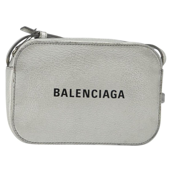 BALENCIAGA Everyday Shoulder Bag Leather Silver 552372 Auth 192828A