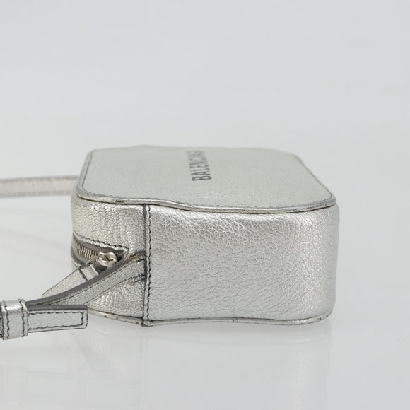 BALENCIAGA Everyday Shoulder Bag Leather Silver 552372 Auth 192828A