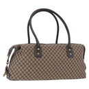 CELINE Macadam Canvas Boston Bag Beige Gold Tone Auth 192830A-1