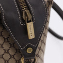 CELINE Macadam Canvas Boston Bag Beige Gold Tone Auth 192830A-10