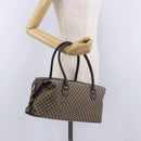 CELINE Macadam Canvas Boston Bag Beige Gold Tone Auth 192830A-22