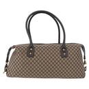CELINE Macadam Canvas Boston Bag Beige Gold Tone Auth 192830A-13