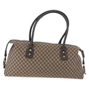 CELINE Macadam Canvas Boston Bag Beige Gold Tone Auth 192830A-2