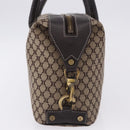 CELINE Macadam Canvas Boston Bag Beige Gold Tone Auth 192830A-3