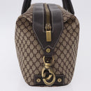 CELINE Macadam Canvas Boston Bag Beige Gold Tone Auth 192830A-4