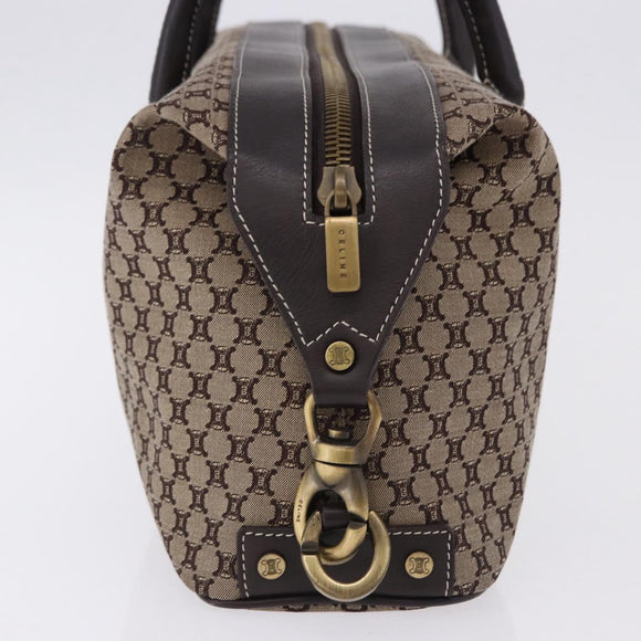 CELINE Macadam Canvas Boston Bag Beige Gold Tone Auth 192830A