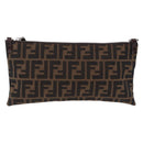 FENDI Zucca Canvas Shoulder Bag Brown Silver Auth 192834A-13