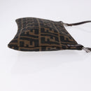 FENDI Zucca Canvas Shoulder Bag Brown Silver Auth 192834A-3