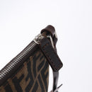 FENDI Zucca Canvas Shoulder Bag Brown Silver Auth 192834A-8