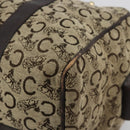 CELINE C Sulky Boston Bag Canvas Beige Gold Tone Auth 192838-9