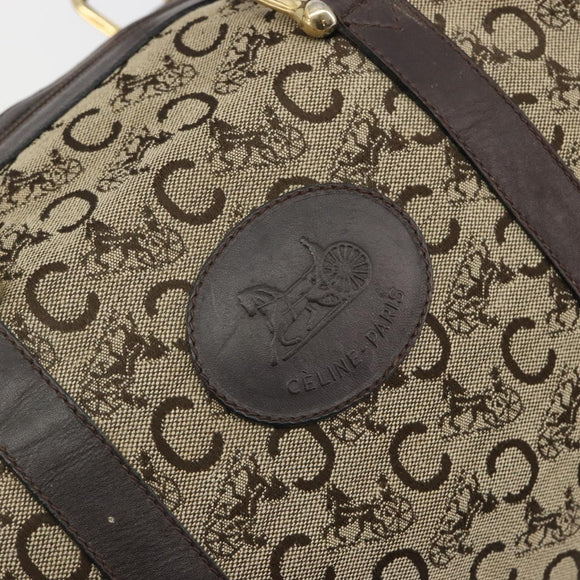 CELINE C Sulky Boston Bag Canvas Beige Gold Tone Auth 192838