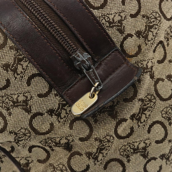 CELINE C Sulky Boston Bag Canvas Beige Gold Tone Auth 192838