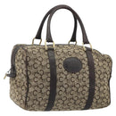 CELINE C Sulky Boston Bag Canvas Beige Gold Tone Auth 192838-1