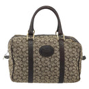 CELINE C Sulky Boston Bag Canvas Beige Gold Tone Auth 192838-13