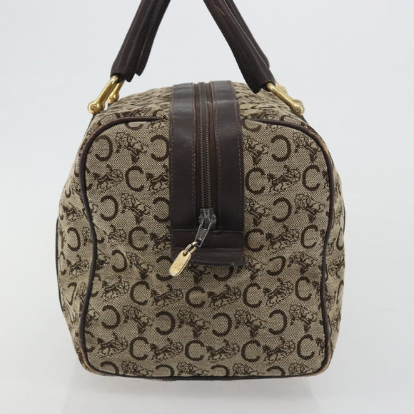 CELINE C Sulky Boston Bag Canvas Beige Gold Tone Auth 192838