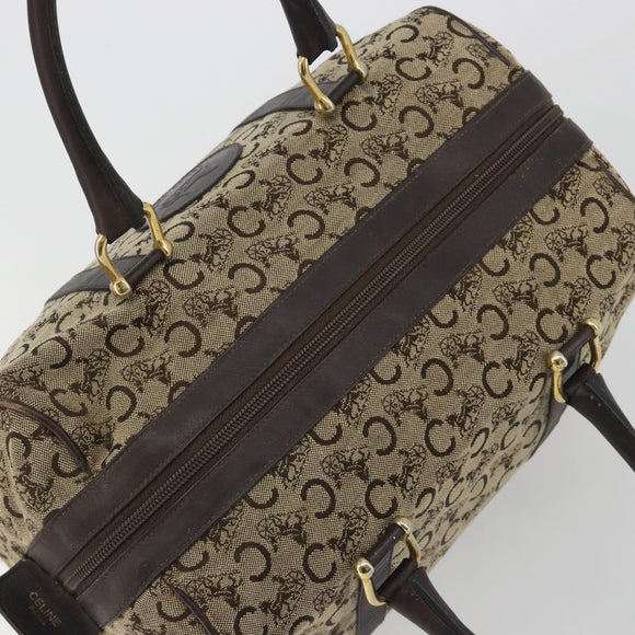 CELINE C Sulky Boston Bag Canvas Beige Gold Tone Auth 192838