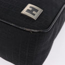 FENDI Zucchino Canvas Shoulder Bag Black Silver 8BR169 Auth 192840-15