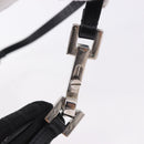 FENDI Zucchino Canvas Shoulder Bag Black Silver 8BR169 Auth 192840-10