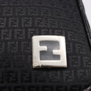 FENDI Zucchino Canvas Shoulder Bag Black Silver 8BR169 Auth 192840-17