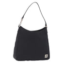 FENDI Zucchino Canvas Shoulder Bag Black Silver 8BR169 Auth 192840-1