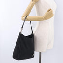 FENDI Zucchino Canvas Shoulder Bag Black Silver 8BR169 Auth 192840-22