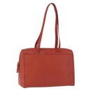 CHANEL Tote Bag Leather Orange Gold Tone CC Auth 192841-1