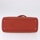 CHANEL Tote Bag Leather Orange Gold Tone CC Auth 192841-10