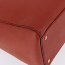CHANEL Tote Bag Leather Orange Gold Tone CC Auth 192841-11