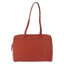 CHANEL Tote Bag Leather Orange Gold Tone CC Auth 192841-2