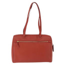 CHANEL Tote Bag Leather Orange Gold Tone CC Auth 192841-3