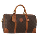 CELINE Macadam Boston Bag PVC Leather Brown Gold Tone Auth 192843A-1