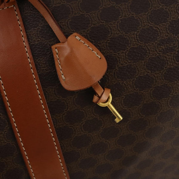 CELINE Macadam Boston Bag PVC Leather Brown Gold Tone Auth 192843A