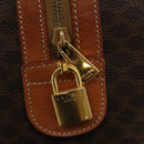 CELINE Macadam Boston Bag PVC Leather Brown Gold Tone Auth 192843A-21