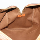 CELINE Macadam Boston Bag PVC Leather Brown Gold Tone Auth 192843A-22