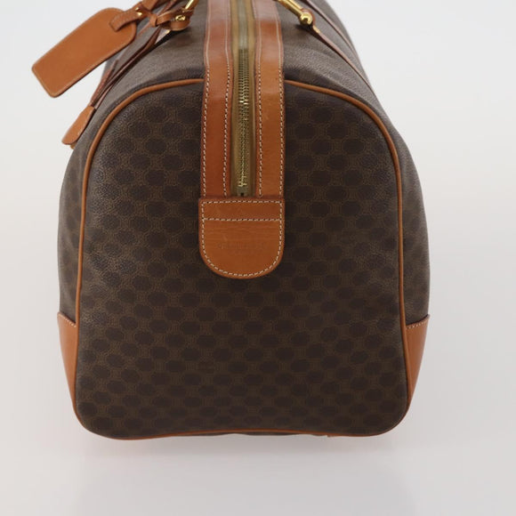 CELINE Macadam Boston Bag PVC Leather Brown Gold Tone Auth 192843A