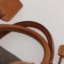 CELINE Macadam Boston Bag PVC Leather Brown Gold Tone Auth 192843A-8