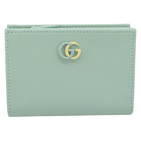 GUCCI Compact Wallet Bifold Wallet Leather Green 790063 Auth 192846M
