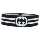 GUCCI Hair Band Polyester White Black Auth 192853M-2