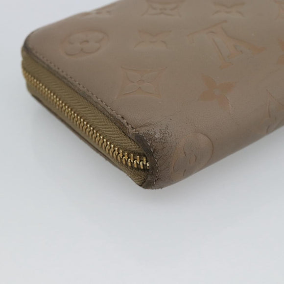 LOUIS VUITTON Monogram Emboss Zippy Wallet Long Wallet Beige M81511 Auth 192854