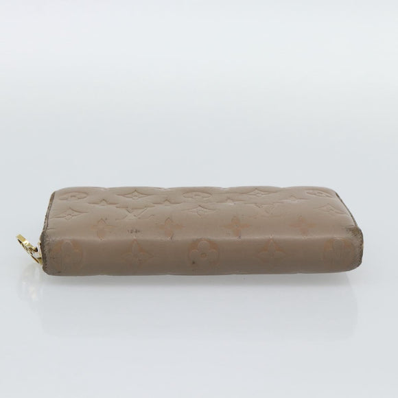LOUIS VUITTON Monogram Emboss Zippy Wallet Long Wallet Beige M81511 Auth 192854