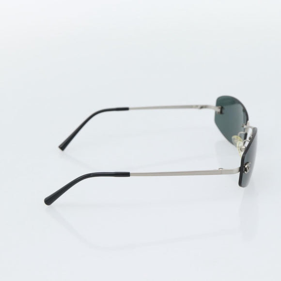 CHANEL COCO Mark Sunglasses Metal Silver Black CC Auth 192855M