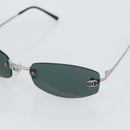 CHANEL COCO Mark Sunglasses Metal Silver Black CC Auth 192855M-7