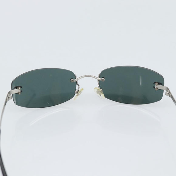 CHANEL COCO Mark Sunglasses Metal Silver Black CC Auth 192855M