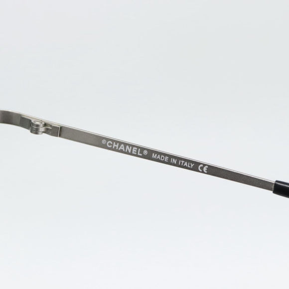 CHANEL COCO Mark Sunglasses Metal Silver Black CC Auth 192855M