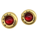 CHANEL Earring Metal Gold Tone Red CC Auth 192857V-1