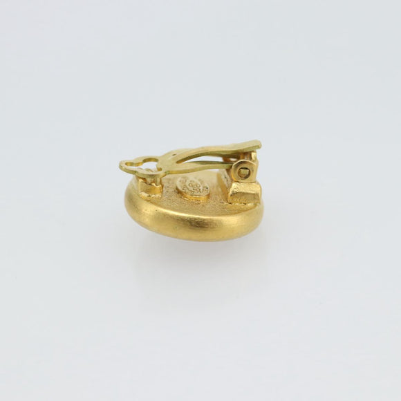 CHANEL Earring Metal Gold Tone Red CC Auth 192857V
