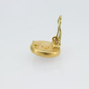 CHANEL Earring Metal Gold Tone Red CC Auth 192857V-9