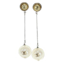 CHANEL Pierce Metal Silver Yellow CC Auth 192858V-1